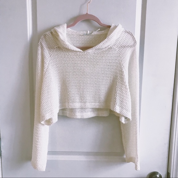 Urban Outfitters Tops - Urban Outfitters Cropped Crochet Beach Hoodie